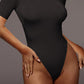 Black Short Sleeve High Cut Bodysuit