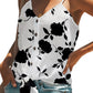 Floral Shading Print Button Tie Front Tank Top