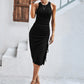 Summer knitted round neck sleeveless package hip dress
