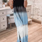Sky Blue Spaghetti Strap Tie Dye Slit Maxi Dress