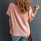 Pink Wide High Straight Neck Waffle Knit Top