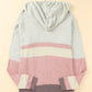 Color Block Knit Kangaroo Pocket Hooded Sweater