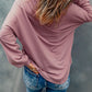 Buttoned V Neck Cotton Loose Fit Top
