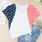 White The US Stars and Stripes V Neck Tee