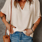 Split Neck Pleated Loose Top