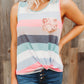 Multicolor Sequin Pocket Patchwork Striped Tank Top