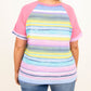 Striped Plus Size Raglan Sleeve Top