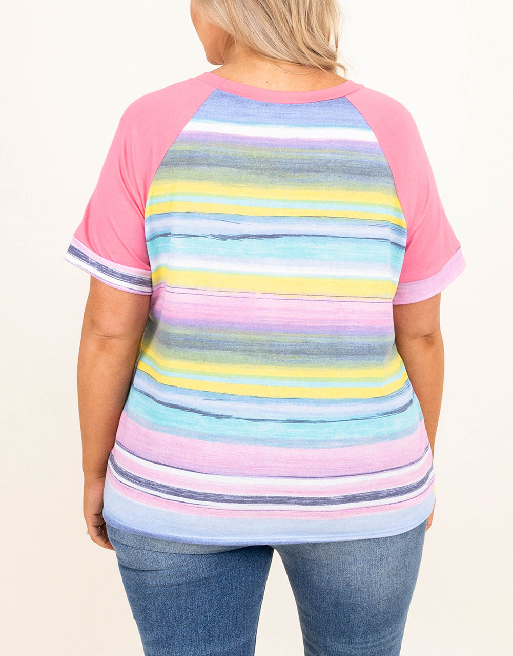 Striped Plus Size Raglan Sleeve Top