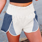Blue Color Block Split High Waist Shorts