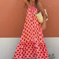 Red Geometric Print Loose Fit Sleeveless Maxi Dress