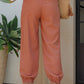 Orange Pockets Ankle-length High Waist Joggers