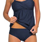 Navy Blue 2pcs Swing Tankini Swimsuit
