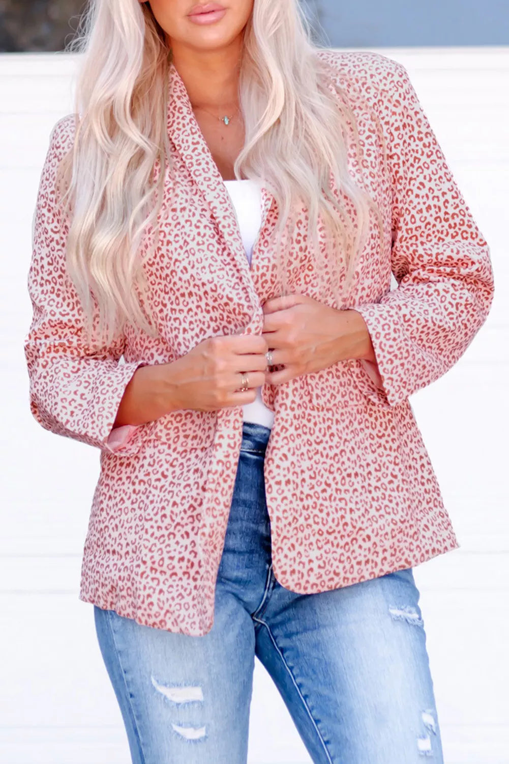 3/4 Sleeve Leopard Blazer