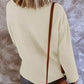 Apricot V Neck Buttons Drop Shoulder Ribbed Knit Top