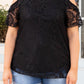 Black Floral Lace Cold Shoulder Plus Size Top