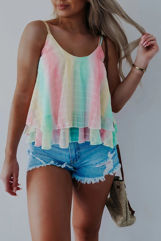 Layered Tie-dye Spaghetti Straps Tank Top
