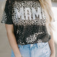 MAMA Leopard Print Short Sleeve Casual Graphic Tee