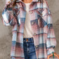 Pink Plaid Flap Pockets Shacket