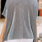 Gray Ribbed Knit Round Neck Relaxed Tee
