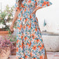 Sky Blue Floral Print Wrap Belted Maxi Dress