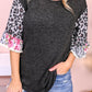 Ruffle Bell Sleeve Leopard Floral Patchwork Top