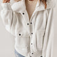 Button Flap Pocket Spread Collar Fleece Jacket