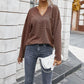 Simple solid color V-neck blouse