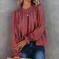 Frilled Neck Ruffled Long Sleeve Blouse