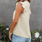 White Contrast Trim Ruffled Crew Neck Sleeveless Top