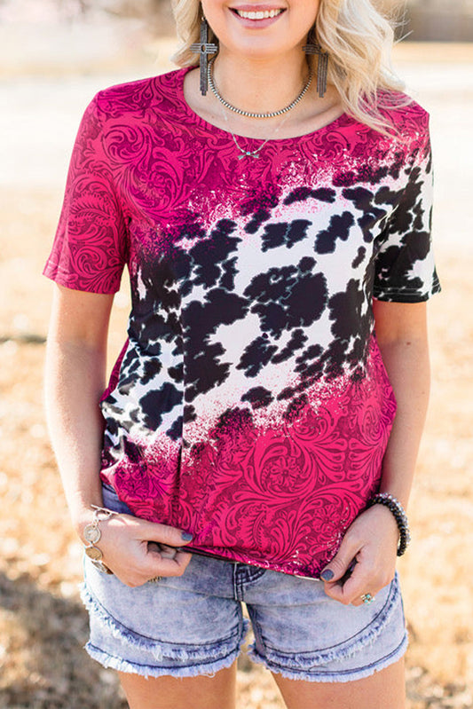 Rose Cow Paisley Mixed Prints T Shirt
