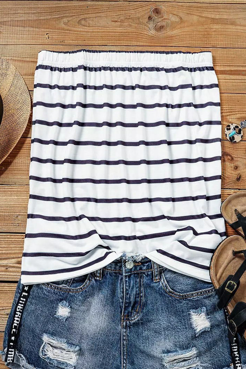 Striped Strapless Bandeau Tank