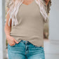 Khaki Cascading Ruffles Knit Tank Top