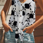 Floral Shading Print Button Tie Front Tank Top