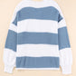 Stripe Oversized Striped Henley Sweater