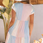 Striped Color Block Tiered Mini Dress