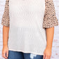 Leopard Splice Ruffle Half Sleeve Plus Size T Shirt