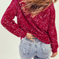 Red MERRY BRIGHT Leopard Color Block Sweatshirt