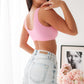 CRISS CROSS RIBBED BRALETTE - PINK