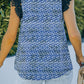 Blue Print Lace Shoulder Tank Top