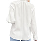 Frilled Mock Neck Ripple Bubble Sleeve Blouse