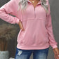 Cotton Pocketed Half Zip Pullover Sky Blue Sweatshirt