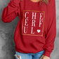 Red CHEERFUL Glitter Graphic Print Pullover Sweatshirt