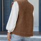 Snap Button Pocketed Sherpa Vest Jacket