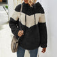 Autumn and winter hooded thickening color blocking sweater