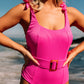 Straps One-Piece Swimsuit with Waist Tie