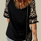 Ruffled Leopard Sleeve Patchwork Top