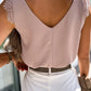 Apricot Eyelash Shoulder V Neck Tank Top