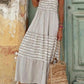 Gray Striped Spaghetti Strap Long Dress