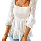 Square Neck Smocked Puff Sleeve Blouse