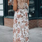 White Floral Slit Ruffled Halterneck Maxi Dress